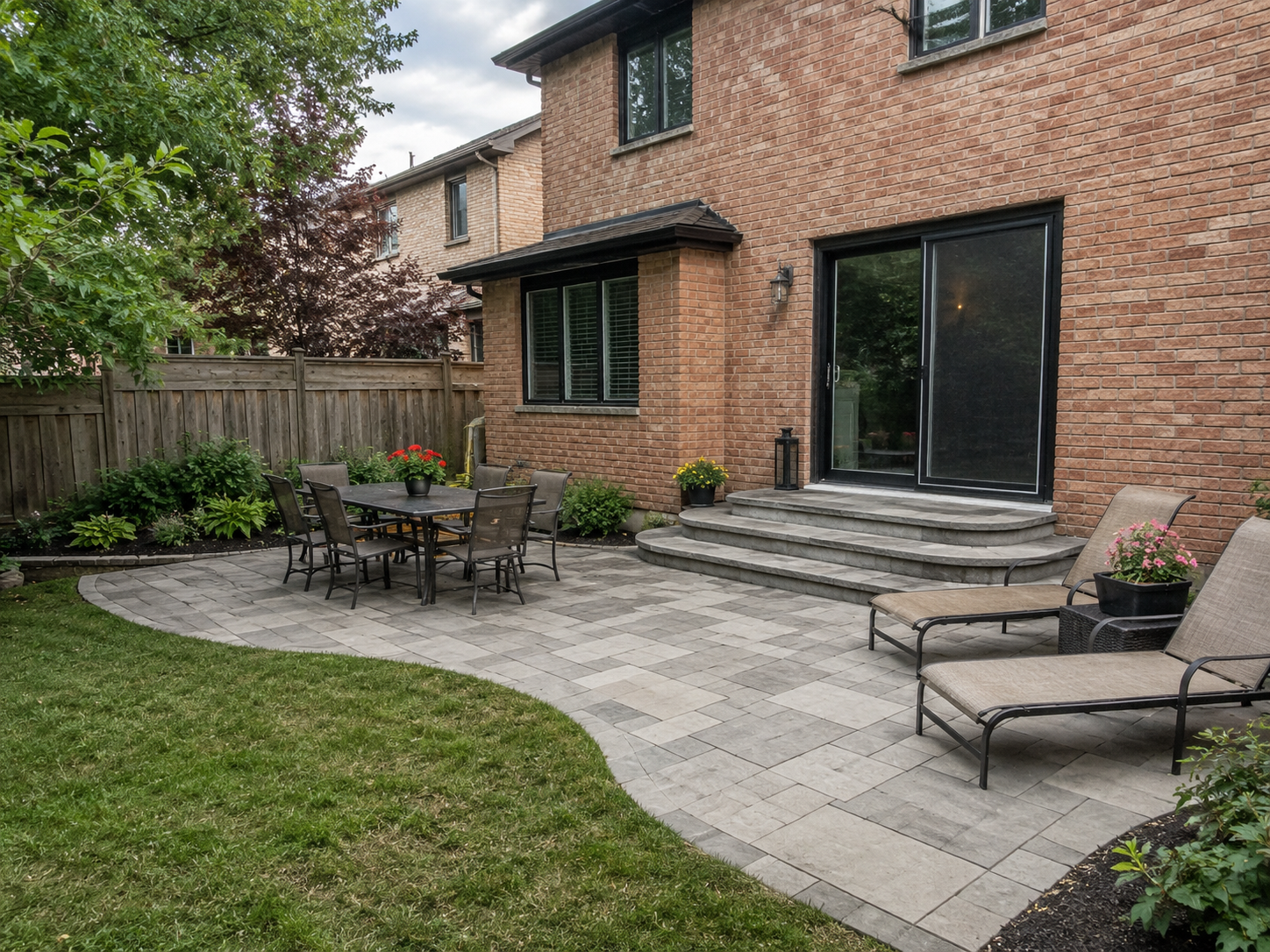 Exterior stonework backyard patio